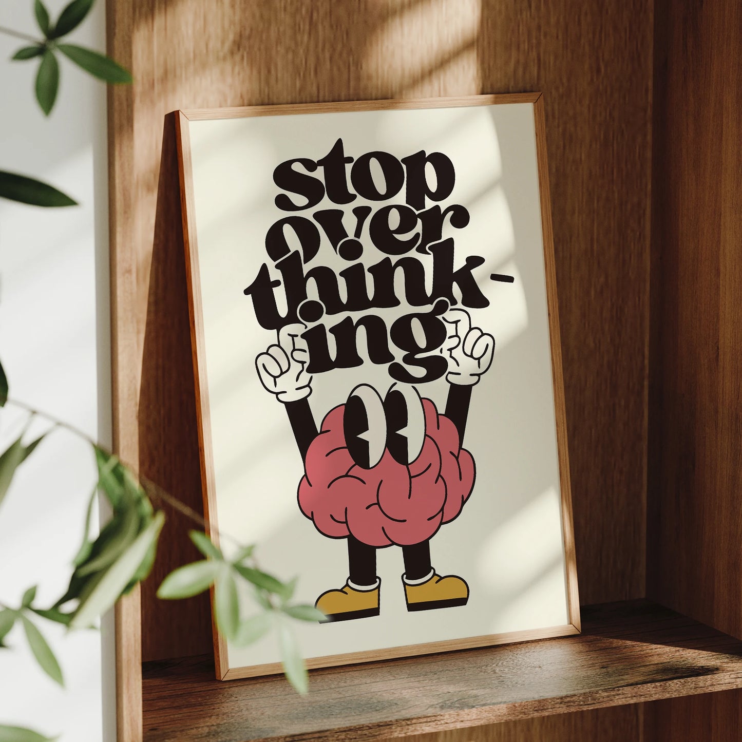 Stop Overthinking Brain And Shoes Wall Art Prints Canvas Painting Poster Picture For Living BedRoom Home Decor Peaceful Pleasures Health and Wellness