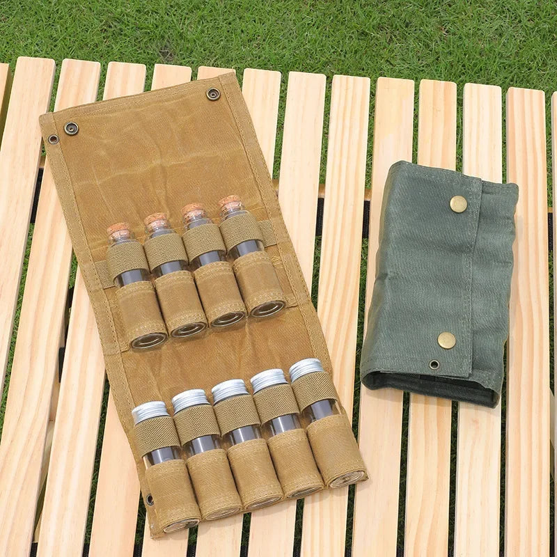Camping Seasoning Bottle Set – Waterproof Canvas Bag