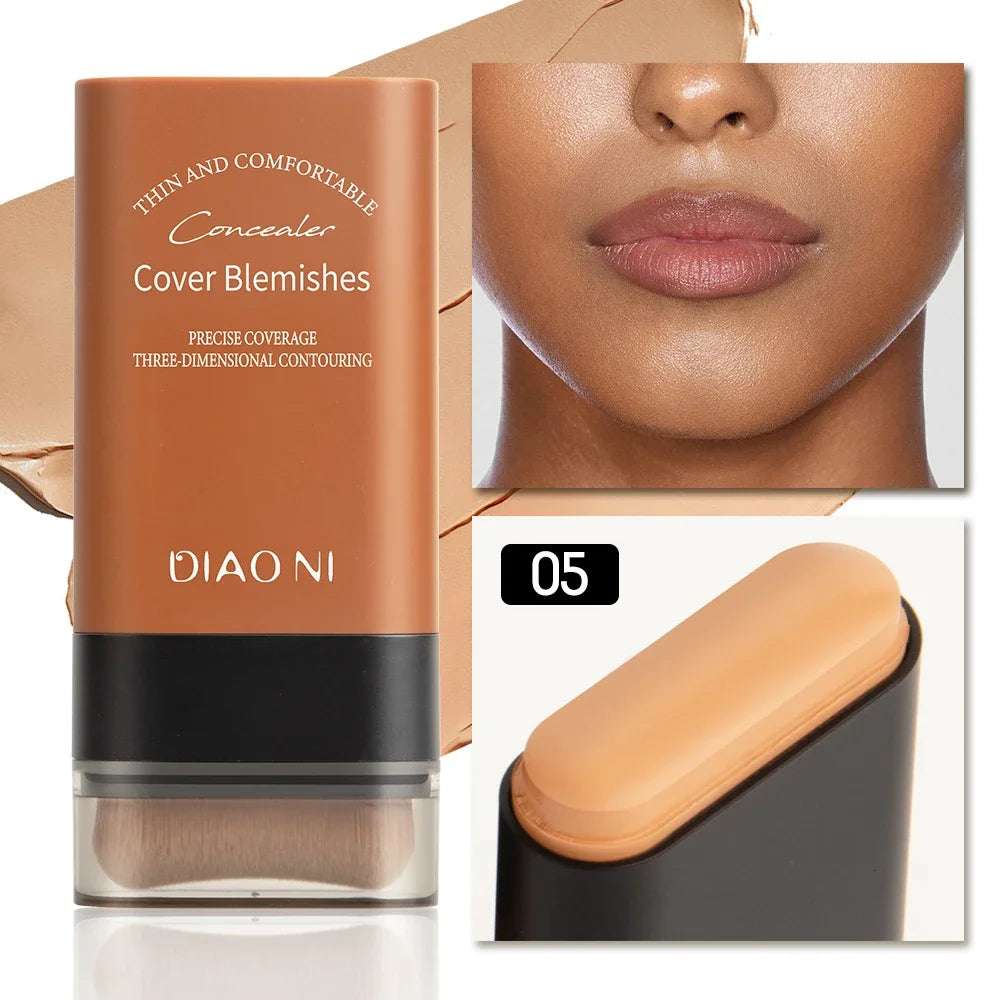 Tioni Dual-Head Foundation Stick with Brush – Long-Lasting
