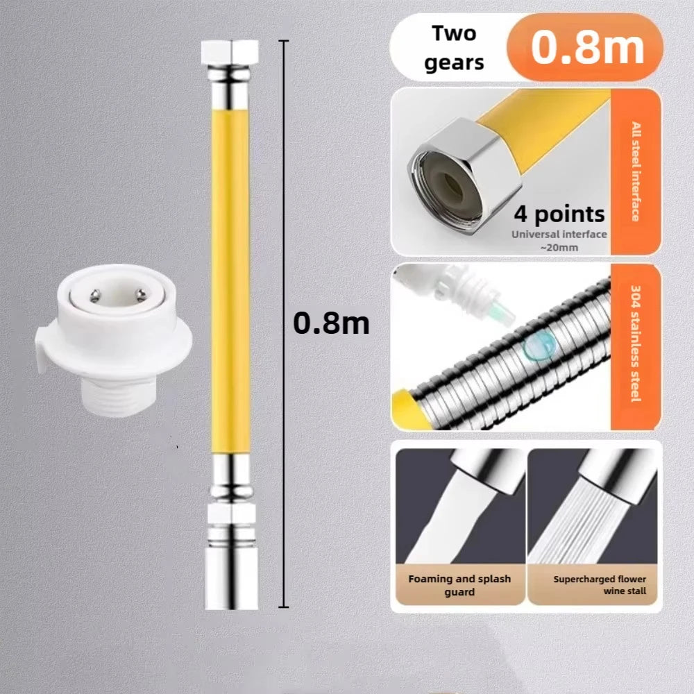 2-Mode Flexible Faucet Extender | Bendable Stainless Steel Hose