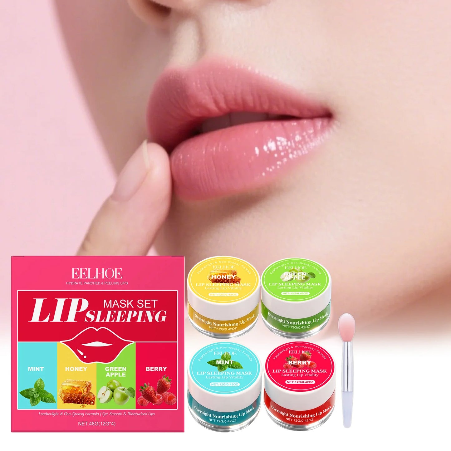 EELHOE 4-Flavor Lip Sleeping Mask Set – Hydrate & Repair Lips