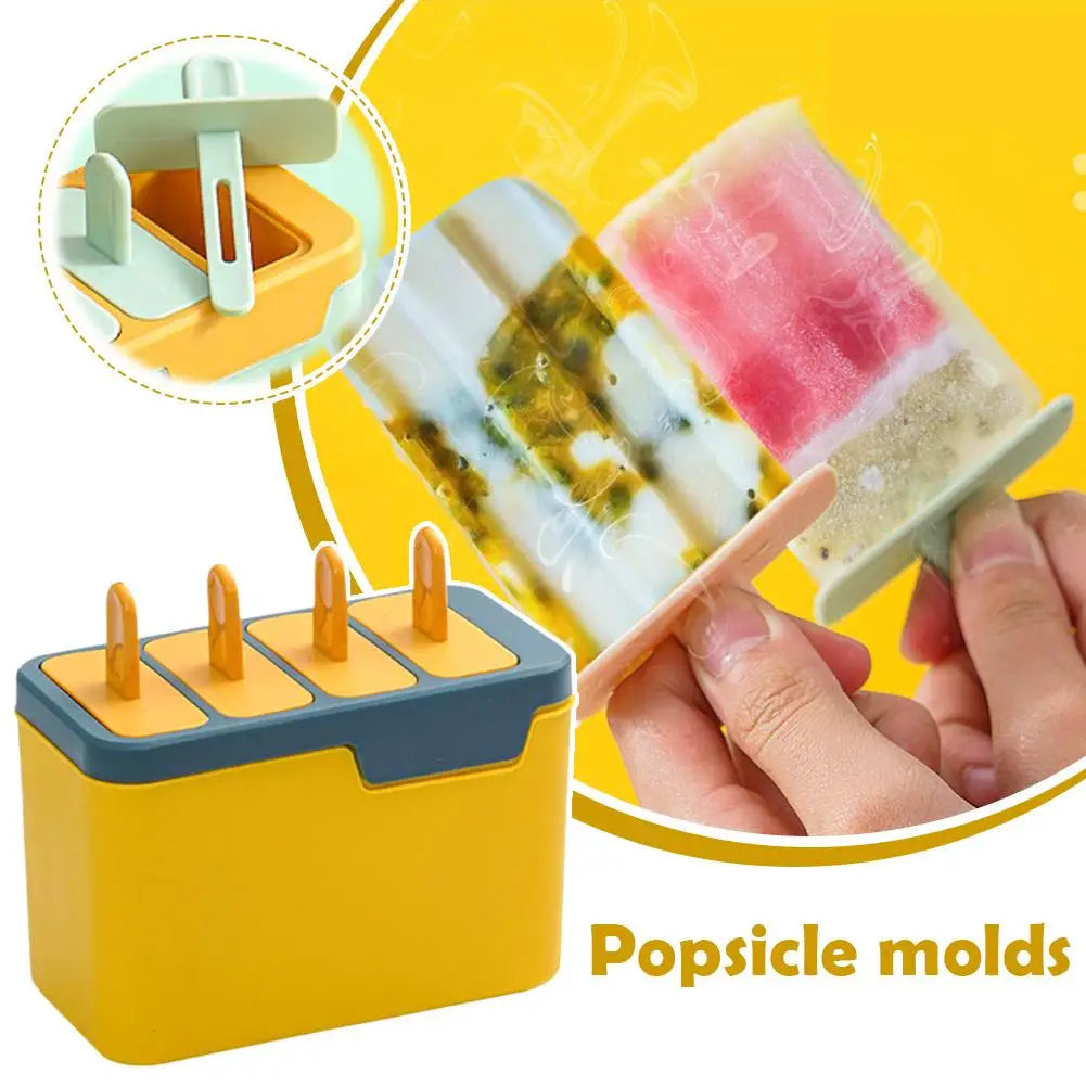 4-Cell Popsicle Mold Set – Easy-Release DIY Ice Pop Maker