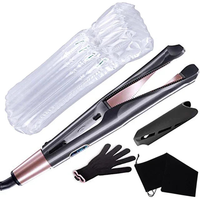 2 In 1 Pro Twist Hair Straightener And Curler Spiral Wave Curling Gold Titanium Flat Iron Straightening Curling Styling Tool Peaceful Pleasures Health and Wellness black no box EU