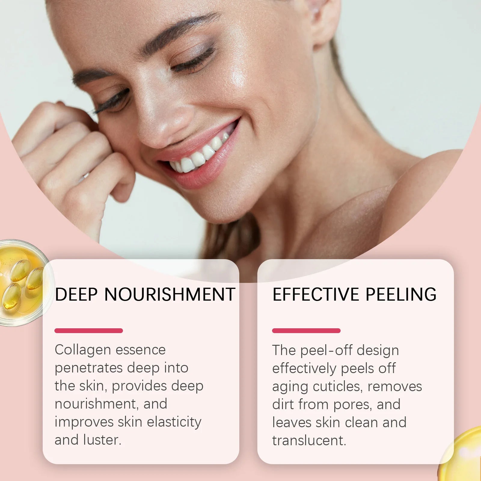 Collagen Mask Anti-aging Fade Fine Line Shrink Pores Firming Lifting Collagen Protein Skin Replenishment Moisturizing Jelly Mask Peaceful Pleasures Health and Wellness