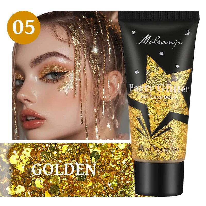 Multicolor Body Glitter – Waterproof & Sweat-Resistant Makeup