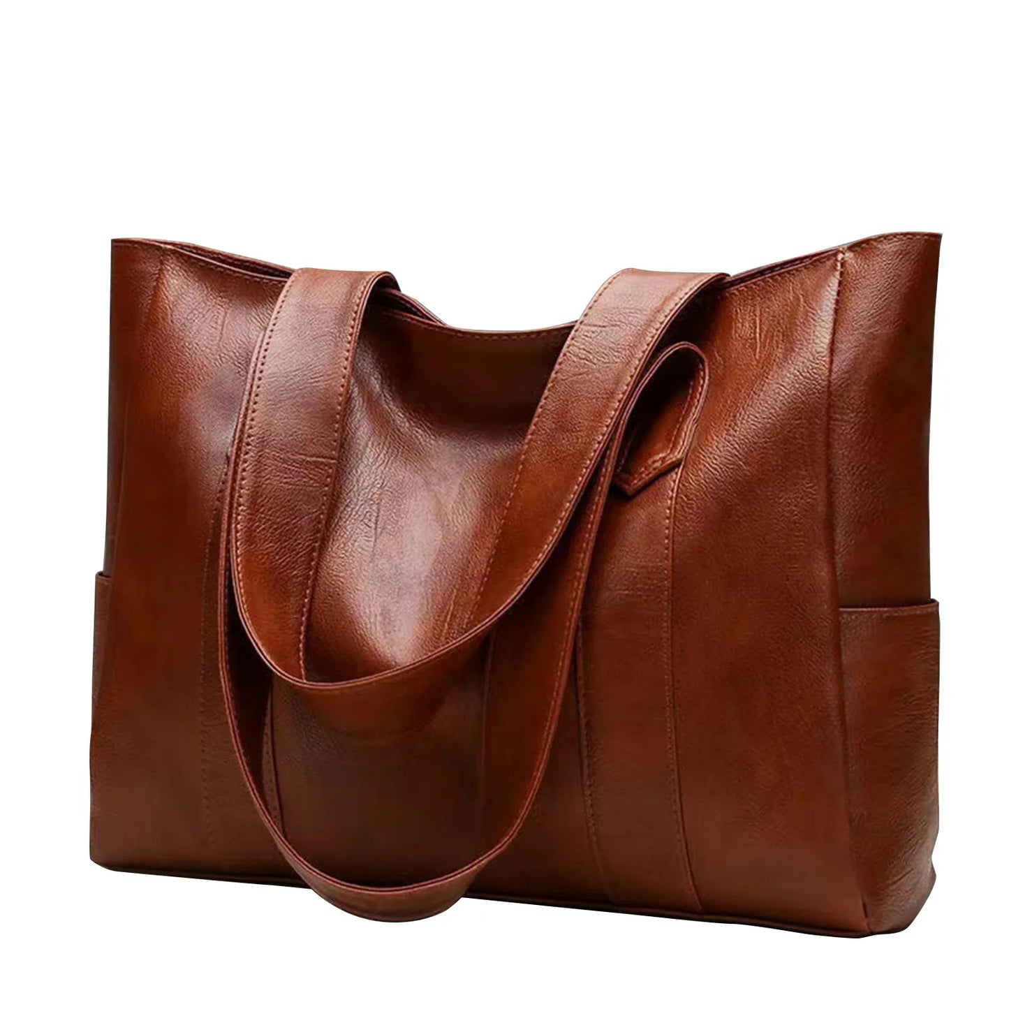 Women's Large Capacity PU Leather Tote Shoulder Handbag