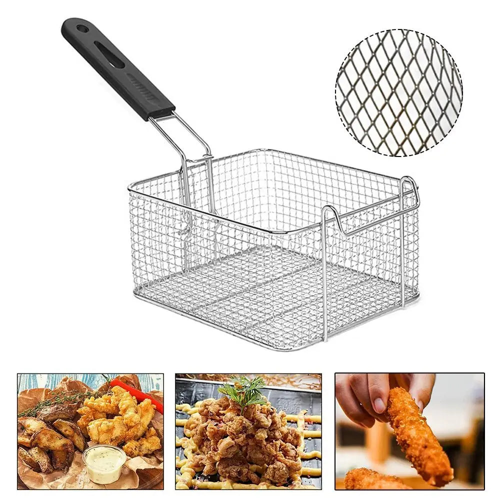 Stainless Steel Square Frying Mesh Basket | Large Capacity