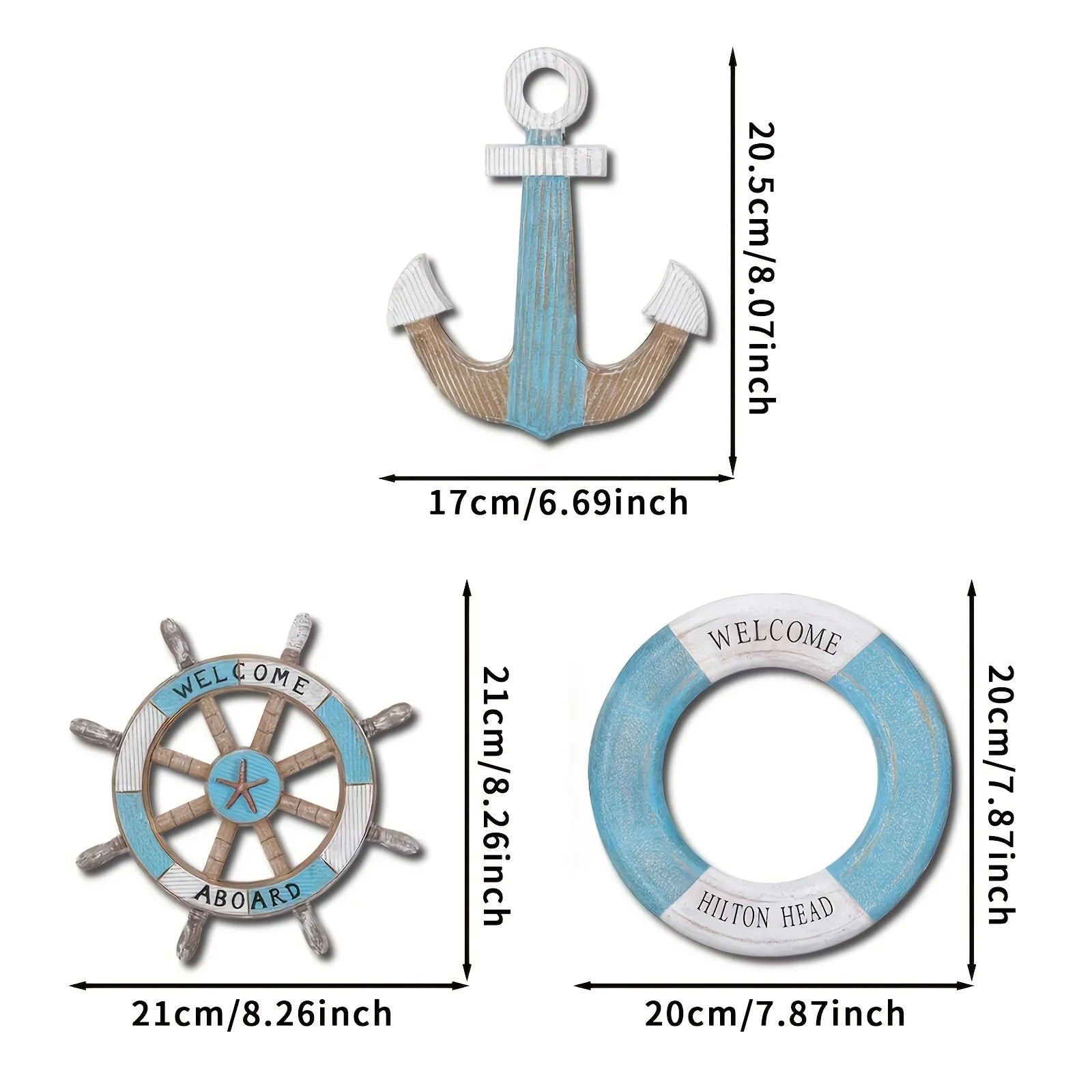 1 Set of Nautical-Themed Home Decor Wooden Anchors, Helms, and Lifebuoys Ocean-Themed Wall Hanging Decorations Indoor Nautical Decor Can Be Used for Wall Decoration at Outdoor Parties and Yard Gatherings Peaceful Pleasures Health and Wellness