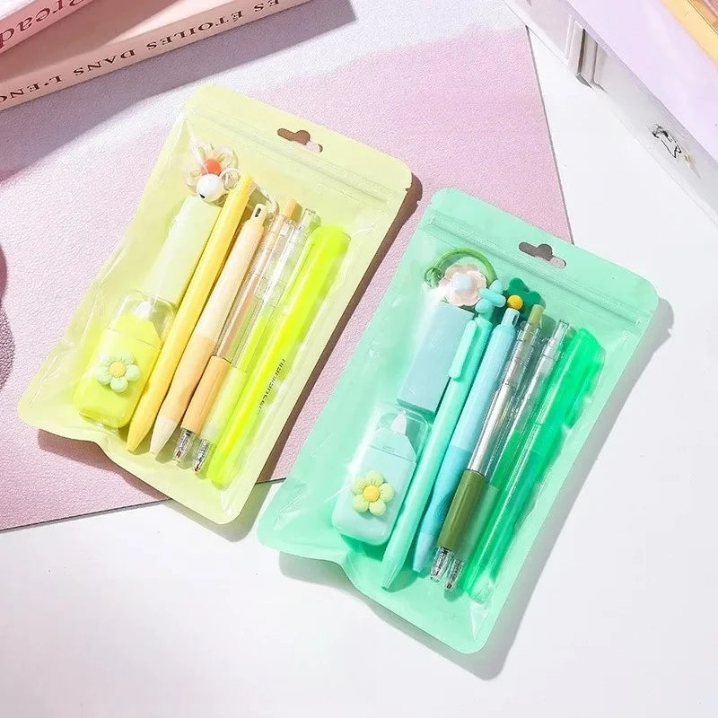 Macaron Color Stationery High Aesthetic Student School Opening Prize 8 in 1 Study Stationery Gift Set Cute Gift Boxes Stationery Peaceful Pleasures Health and Wellness