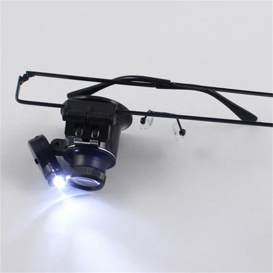 Headband 20X Magnifier Loupe Head Magnifying Glass Lens Jewelry Watch Repair Watchmaker Magnifier With 1 LED Light Peaceful Pleasures Health and Wellness 20X