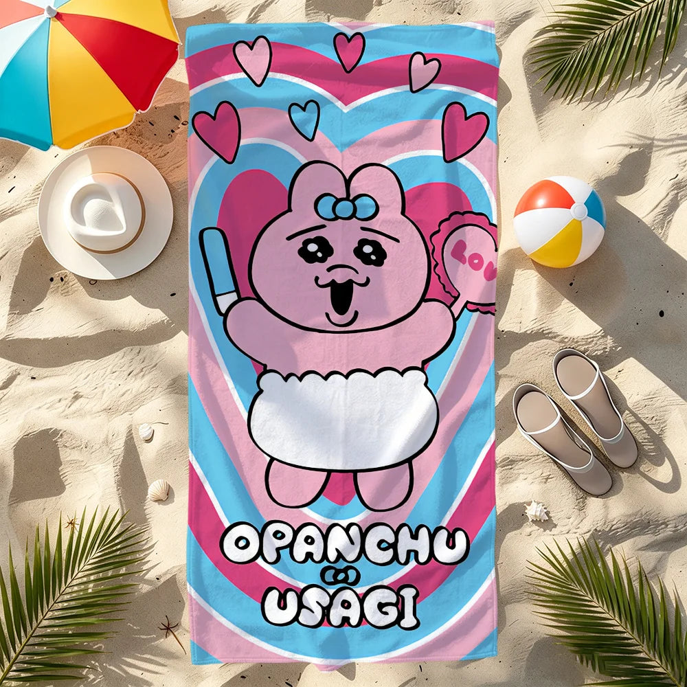 Anime Rabbit Quick-Dry Beach Towel | Soft Pool & Travel Towel Quick-Dry Beach Towel Peaceful Pleasures Health and Wellness