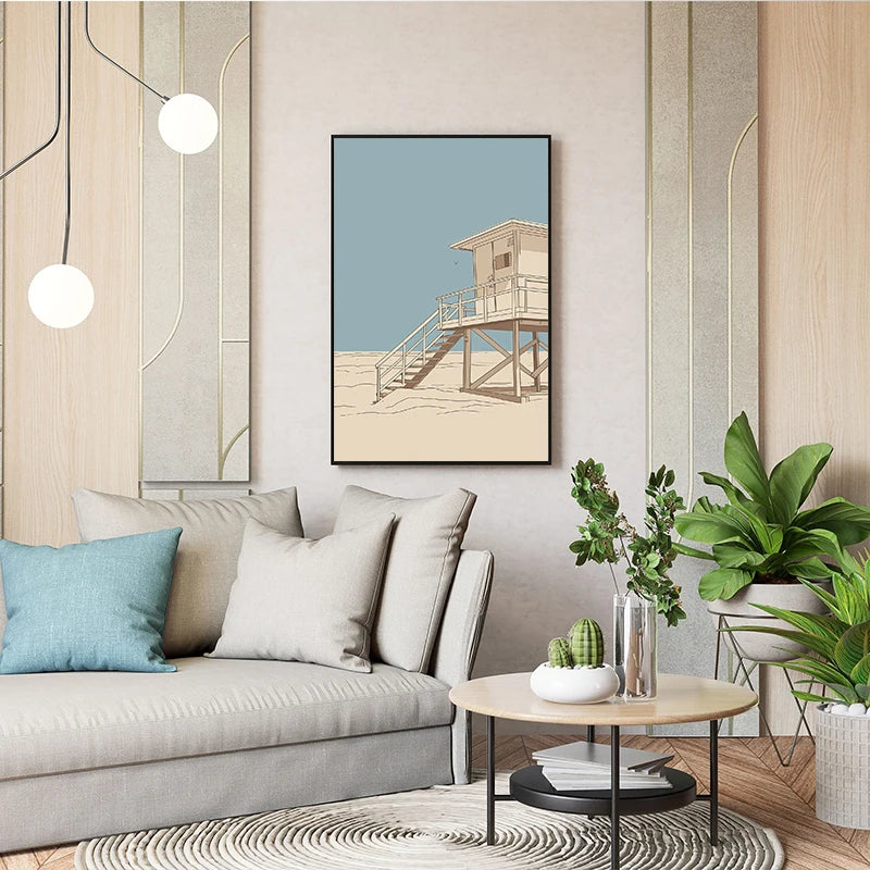 Vintage Beach Sea & Surf Canvas Wall Art | Minimalist Print