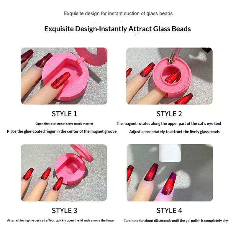 Nail Magnet Cat Eye Auxiliary Device Quickly Suction Cat's Eye Assist Tool For Nail Art Beginners Manicure Art Design Tools Peaceful Pleasures Health and Wellness