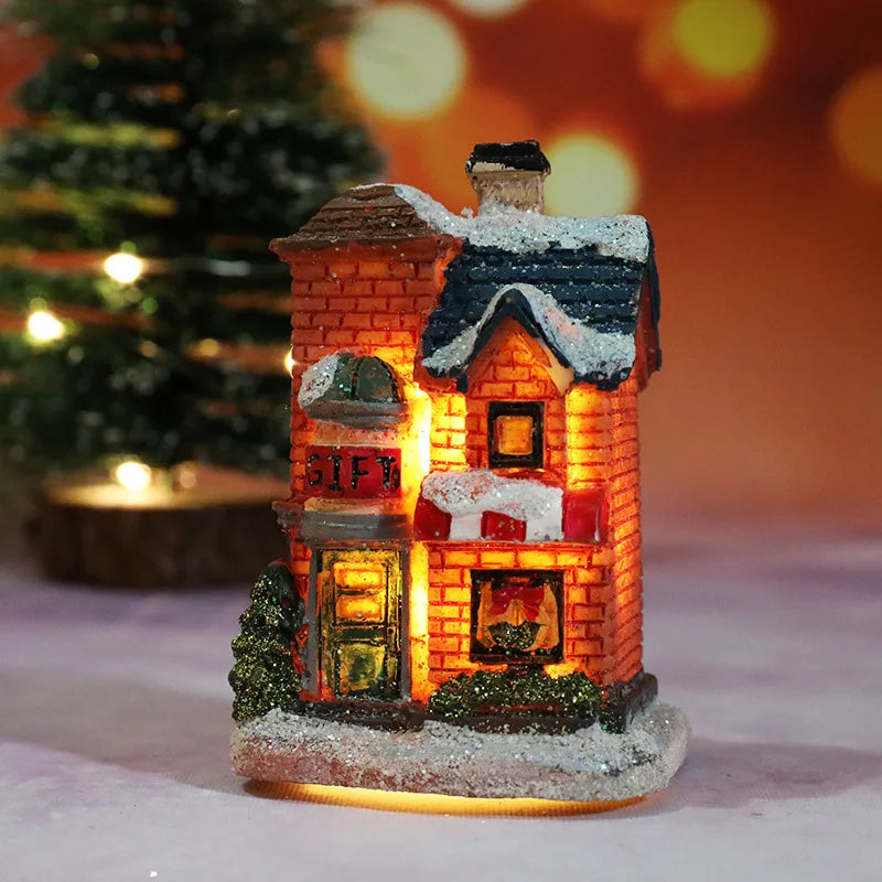 Christmas Led Light House Christmas Tree Ornaments LED Resin Small Village House Xmas Glow Decor Gift Happy New Year Decors DC05 Peaceful Pleasures Health and Wellness F