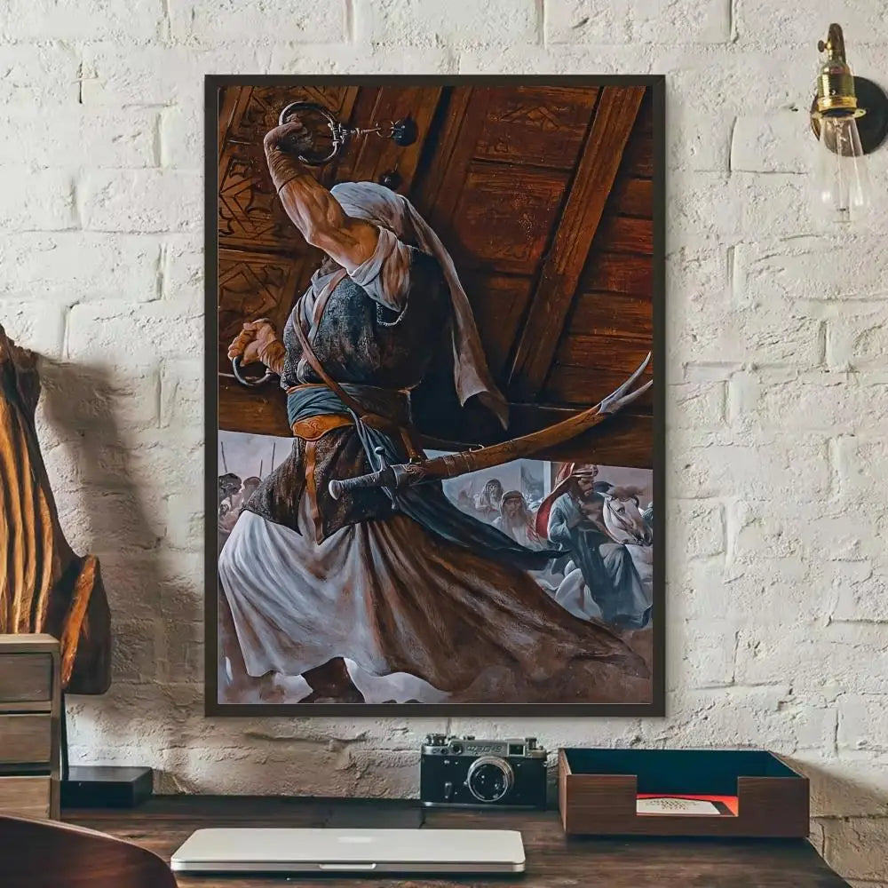 Imam Hussain Shia Ali art anime Painting Calligraphy Anti-wrinkle Canvas Poster Wall Mural Art Photos for Room Home Spaces De Peaceful Pleasures Health and Wellness Black3 50x70cm Unframed