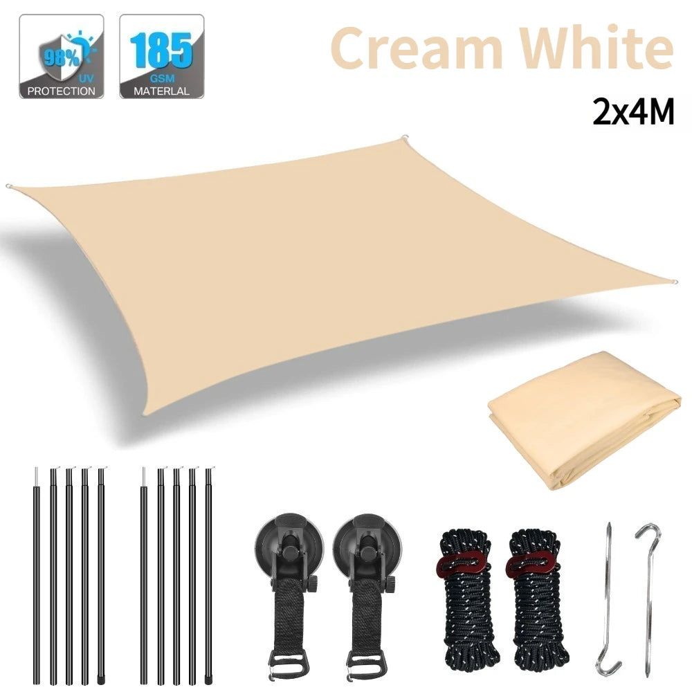 Rtractable Vehicle Awnings Waterproof UV-Resistant Sun Canopy 2x3M 2x4M Campervan Shelter for Car SUV Vans Outdoor Camping Tents Peaceful Pleasures Health and Wellness Cream White 2x4M