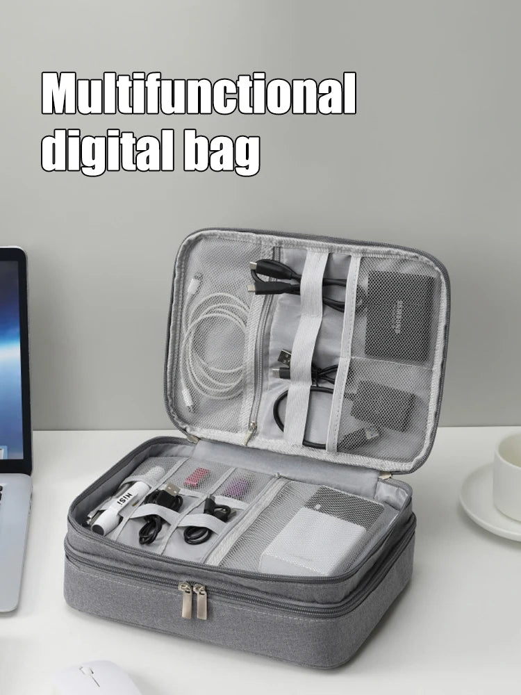 Multifunctional Digital Bag Data Cable Headphones Hard Drive Power Supply Digital Handbag Electronic Accessory Storage Bag Peaceful Pleasures Health and Wellness