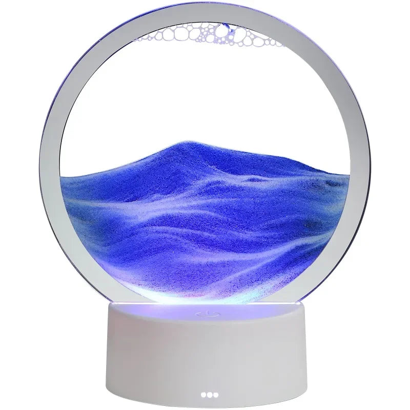 Hot 3D Stereoscopic Glass Sand Painting Bedside Lamp Decompression Liquid Office Home Decoration Gift Small Night Light Peaceful Pleasures Health and Wellness