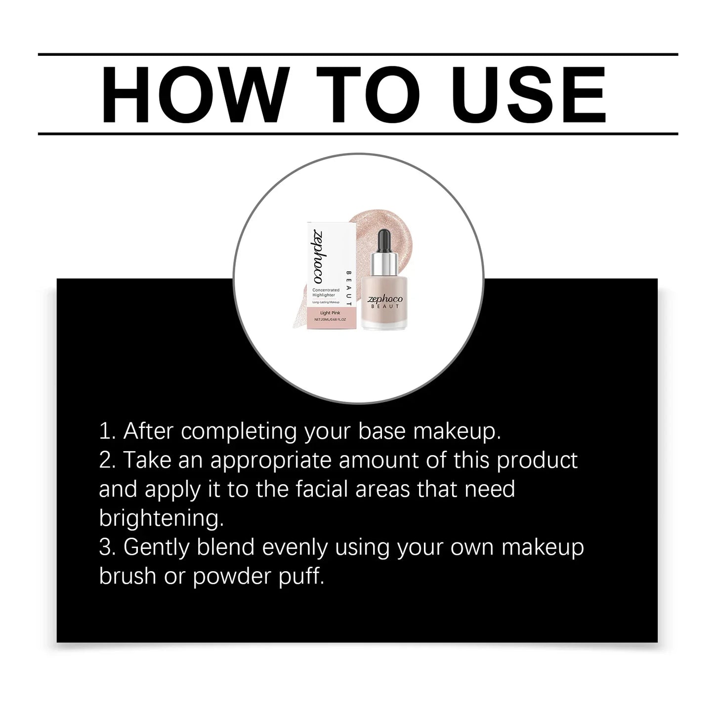 Zephoco Concentrated Liquid Highlighter | Glowing Skin Makeup