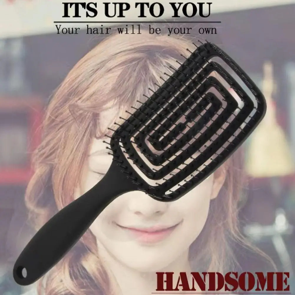 Hollow-Out Curved Detangling Brush for Easy Styling Peaceful Pleasures Health and Wellness