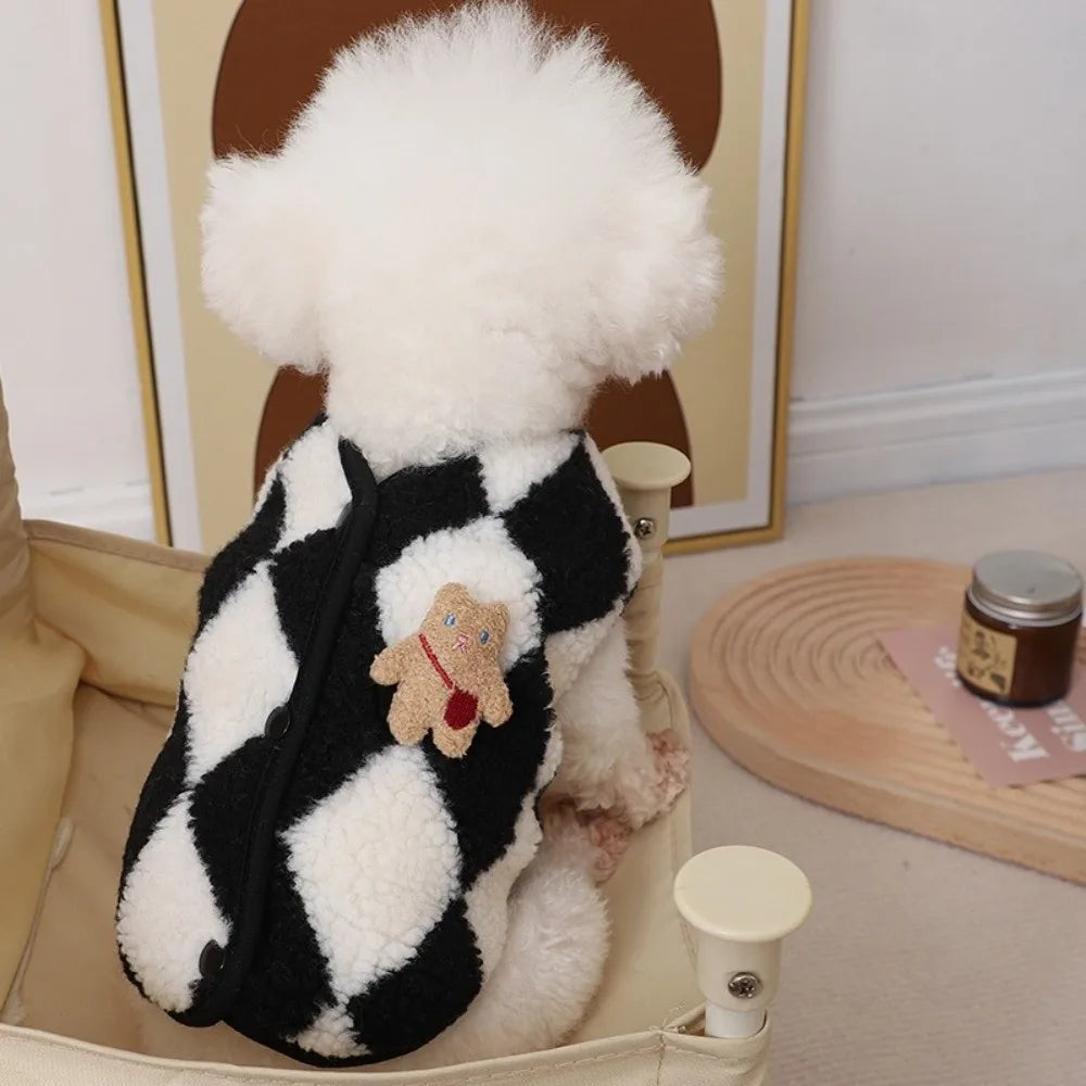 Plaid Fleece Dog Vest Coat | Cozy Winter Outfit S–XXL