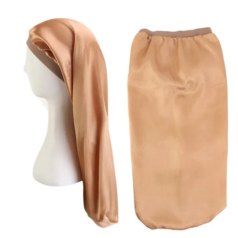 Satin Sleep Cap | Wide Elastic Bonnet for Long Hair Care Satin Sleep Bonnet Peaceful Pleasures Health and Wellness gold