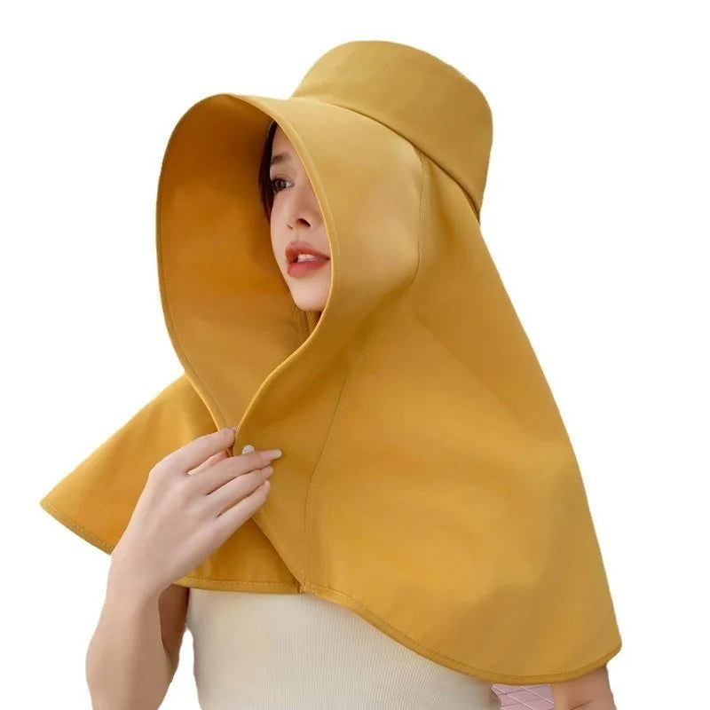 Women's Wide Brim UV Sun Hat with Neck & Face Shield