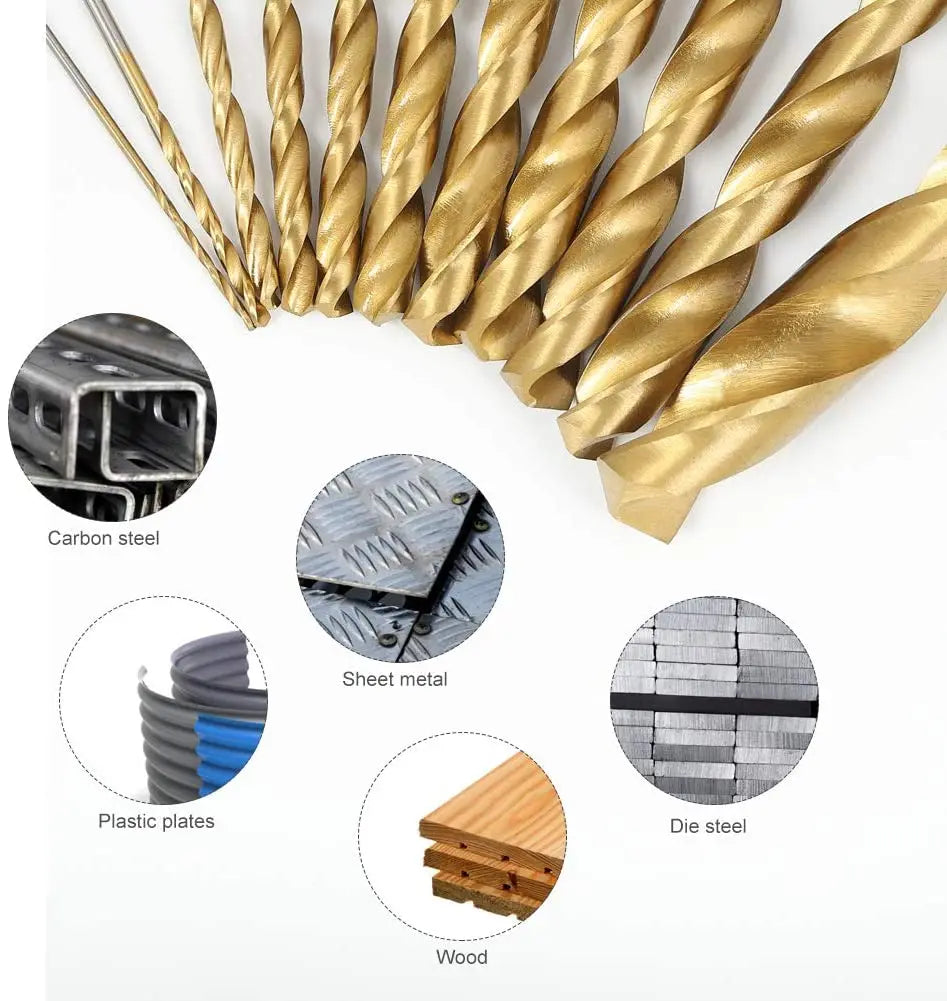 99 Pcs1.5mm-10mm Titanium Drill Bit Set for Steel Wood Plastic, Metal Copper Aluminum Alloy with Storage Case Peaceful Pleasures Health and Wellness