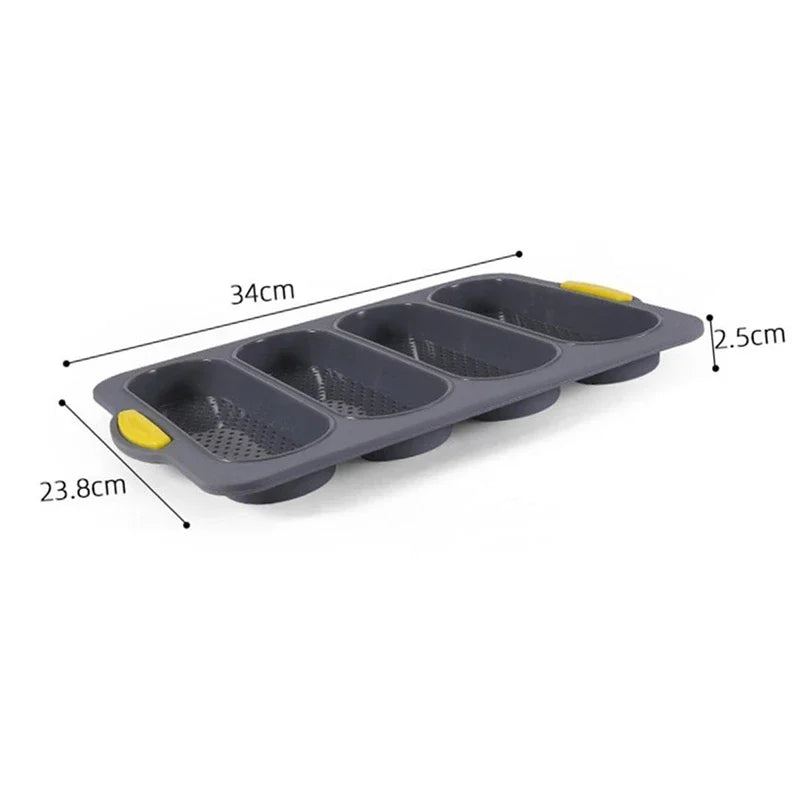 4 Grids Silicone Cake Mold Bread Baking Mold Bread Pan Baguette Baking Tray No Stick Loaf Pan Bread Toast Mould Pastry Tools Peaceful Pleasures Health and Wellness