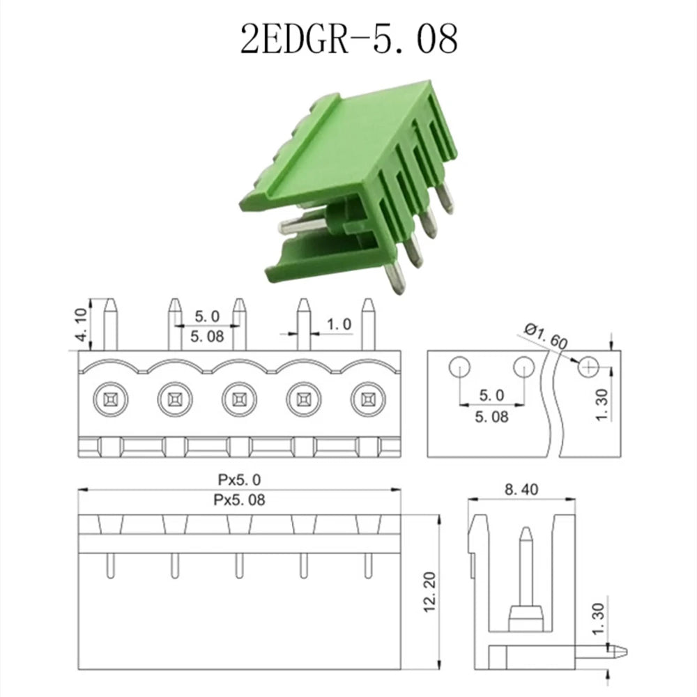 10sets 5.08MM Pitch PCB Pluggable Terminal Block Connector 2/3/4/5/6/7/8P Curved Needle KF2EDGK Peaceful Pleasures Health and Wellness