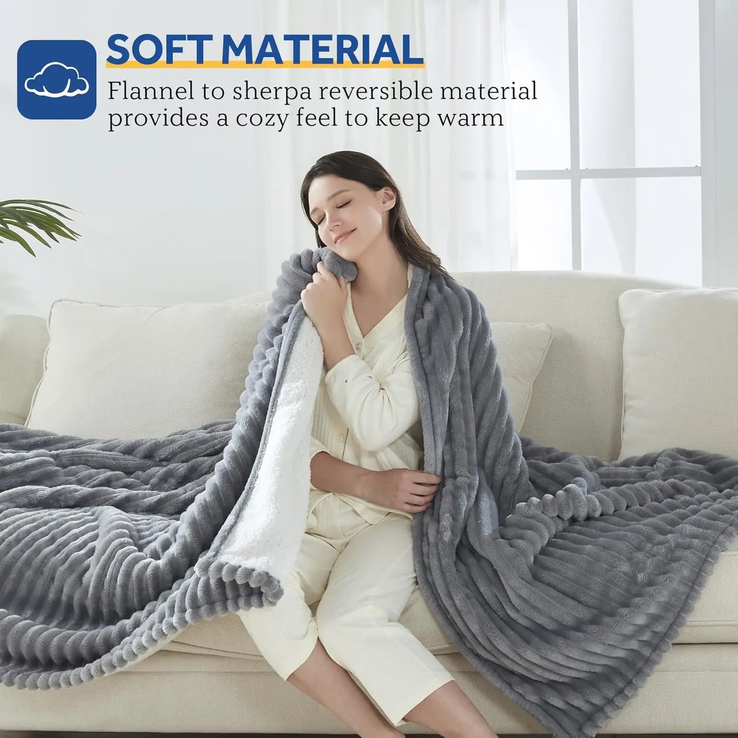 Reversible Heated Blanket Queen Size – Light Grey Peaceful Pleasures Health and Wellness
