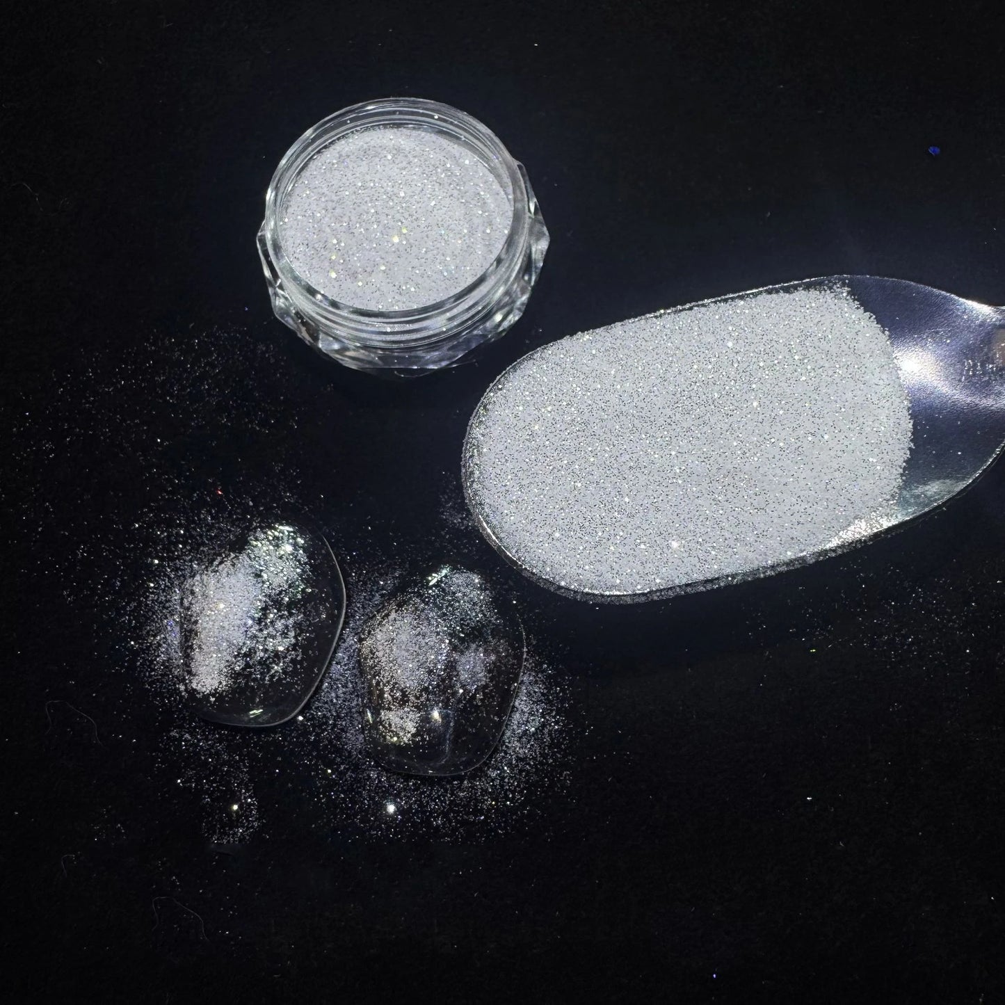 Aurora Chrome Nail Glitter Powder | White Holographic Sparkle 500g