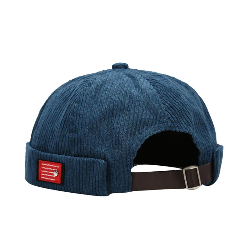 Men Women Retro Dome Melon Brimless Beanie Cap Unisex Skullcap Sailor Cotton Mechanic Trendy Color Elastic Panels Docker Hat Peaceful Pleasures Health and Wellness Navy blue
