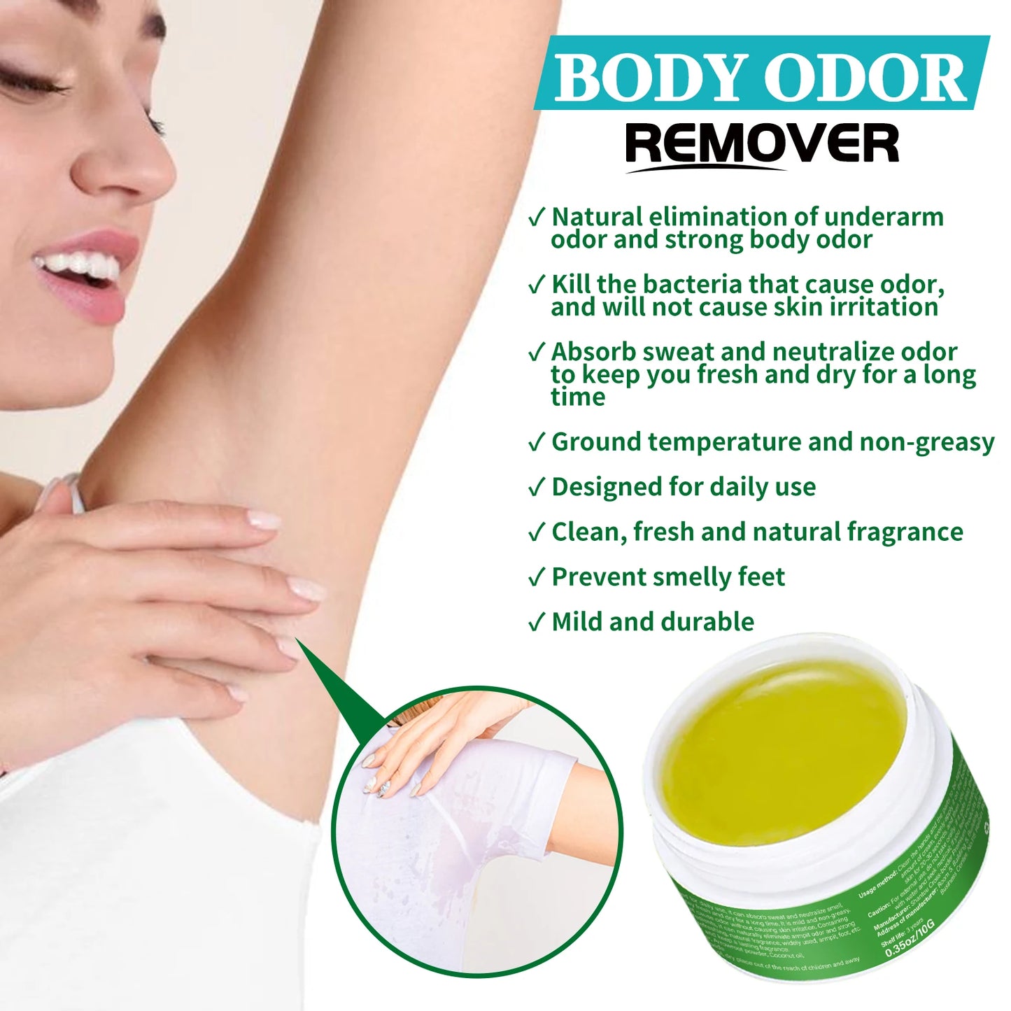 Armpit Deodorant Cream Shea Butter Solid Balm – 10g Odor Control