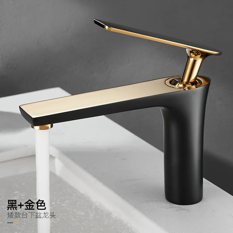Black Gold Brass Basin Faucet | Single Handle Hot & Cold Tap