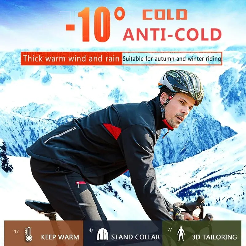 X-TIGER Men's Winter Thermal Fleece Cycling Jacket | Windproof