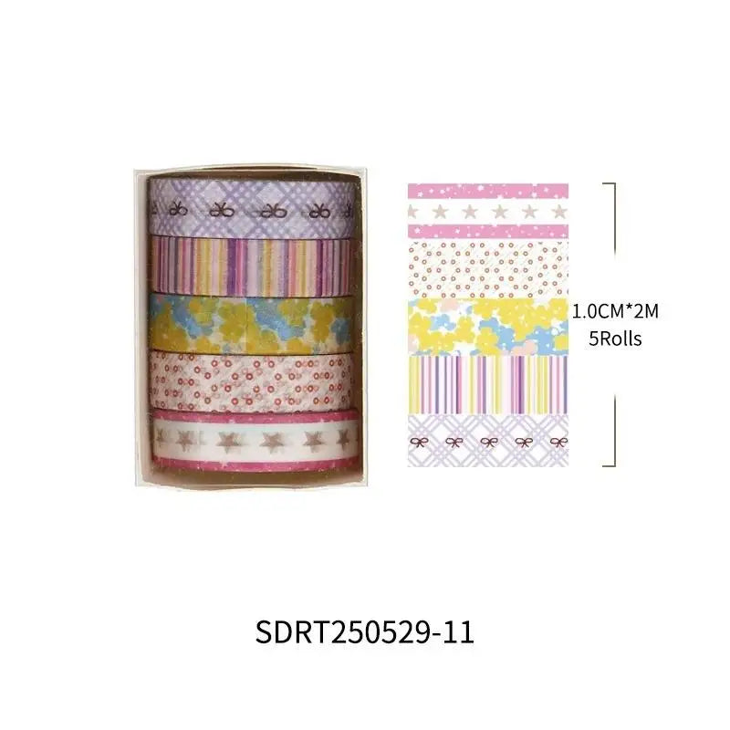 5-Pack Cherry Star Cartoon Washi Tape for Journals & Planners