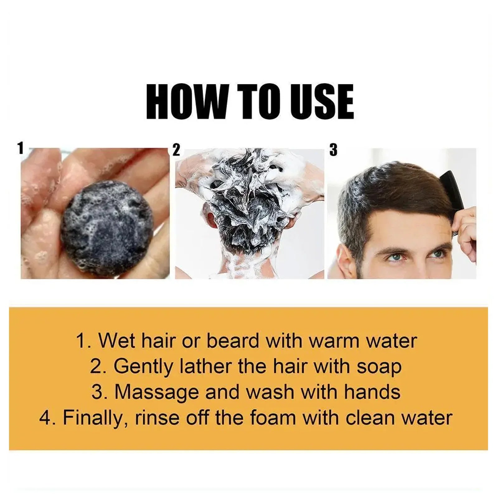 Bamboo Charcoal Shampoo Soap Deep Clean The Scalp Create Dark And Thick Hair Improve Dryness Hair Nourish Charcoal Shampoo Soap Peaceful Pleasures Health and Wellness