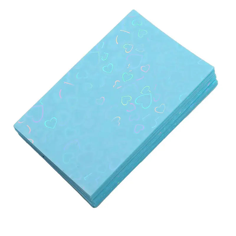 50Pcs/Pack Holographic Heart Kpop Photocard Sleeves Double Layer Matte Card Protector for Photo Cards Album Collectibles Peaceful Pleasures Health and Wellness blue
