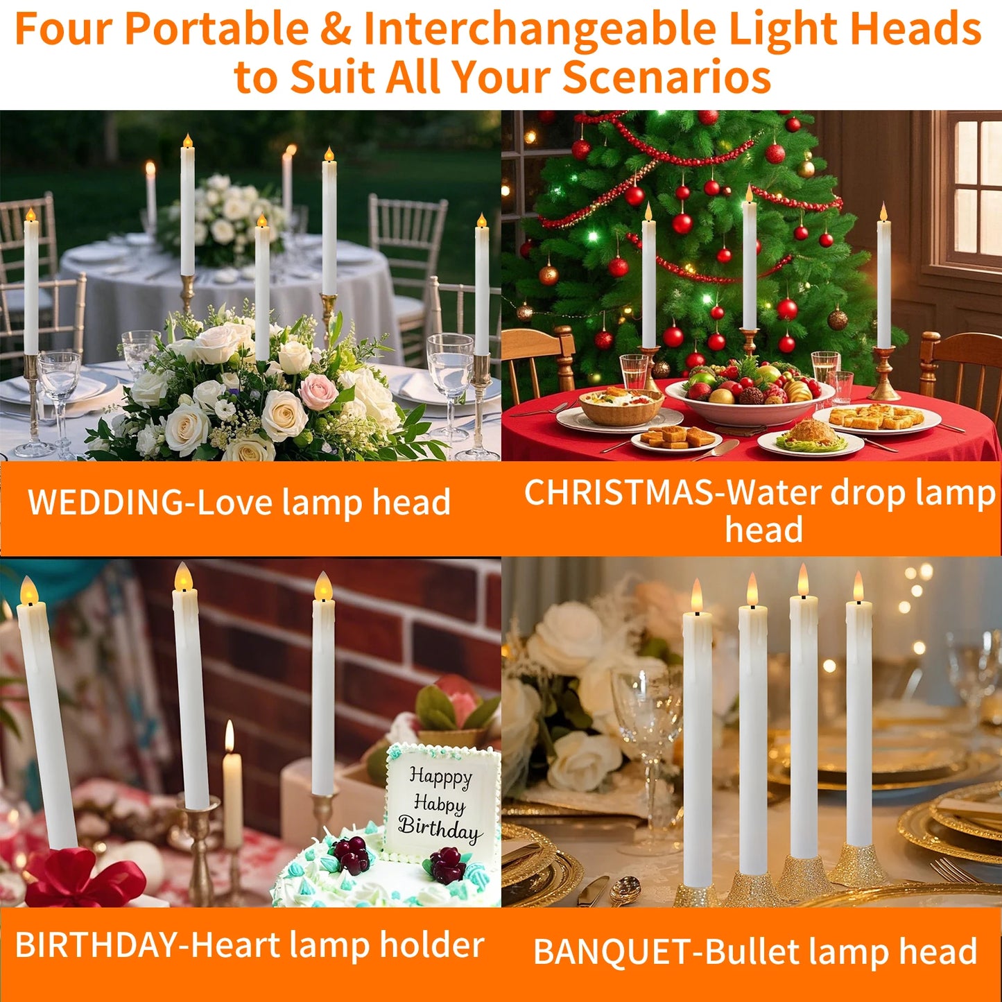 12/24pc Pack LED Rechargeable Flameless Taper Candle Battery Operated with Remote Electric Tea Light Christmas Window Home Decor Peaceful Pleasures Health and Wellness