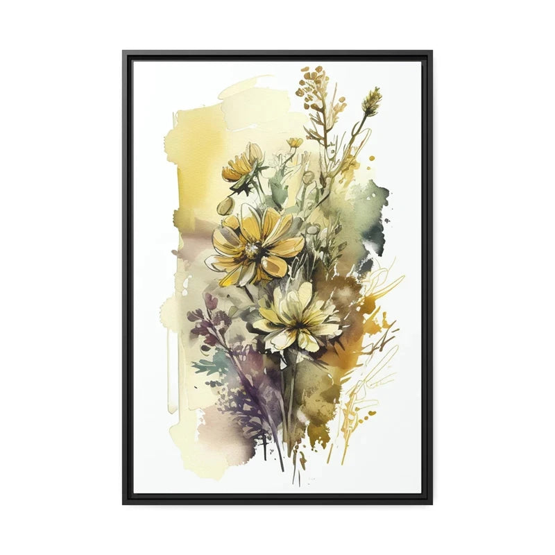 Colorful Flowers Watercolor Canvas Wall Art Print | Unframed