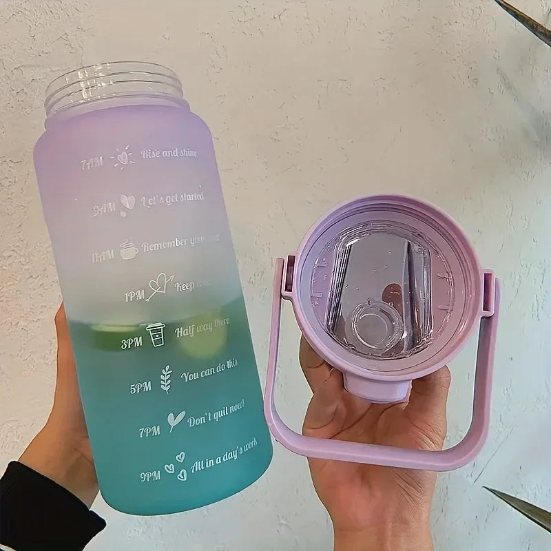 2L Motivational Water Bottle with Straw & Time Scale
