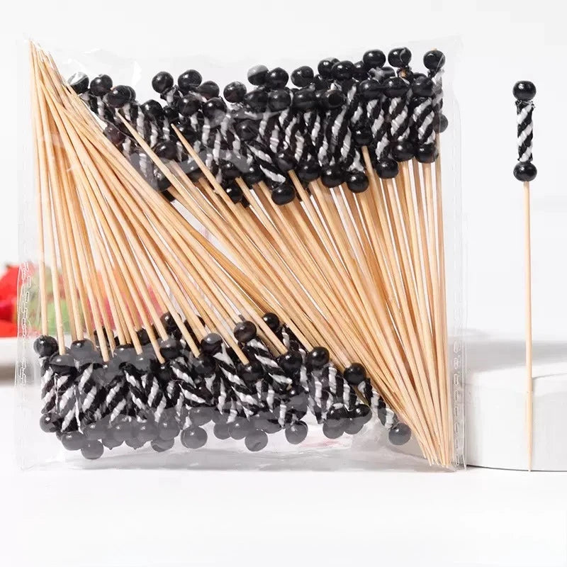 Party Banquet Celebration Festival Fruit Fork Disposable Bamboo Dessert Cake Fork Pastry Decoration Bamboo Sticks Cocktail Fork Peaceful Pleasures Health and Wellness