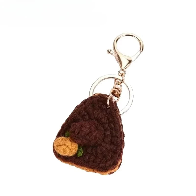 Handmade Knit Keychain Charms – Cute Burger & Ice Cream Pendant