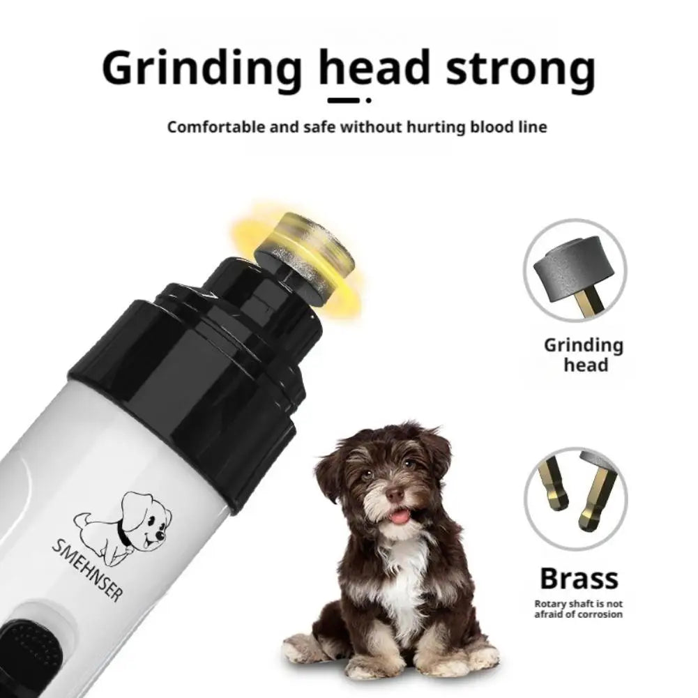 USB Rechargeable Dog Nail Grinder with LED | Quiet Pet Tool