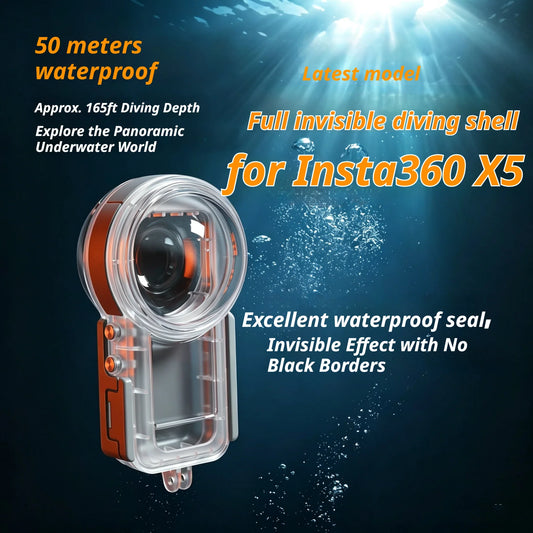 Seafrogs 50m Waterproof Dive Case for Insta360 X5 | Housing Waterproof Camera Housing Oasis Select