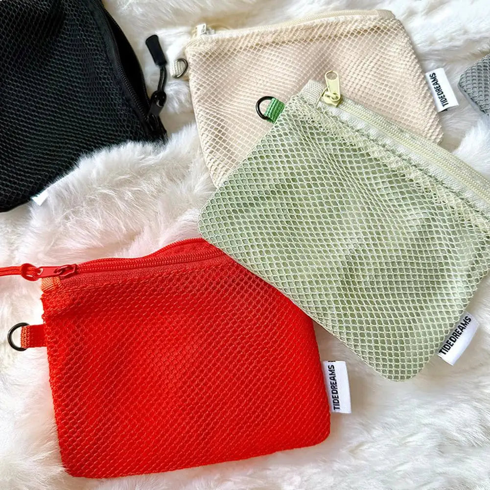 Dual-Layer Mesh Travel Makeup Bag – Mini Zipper Organizer