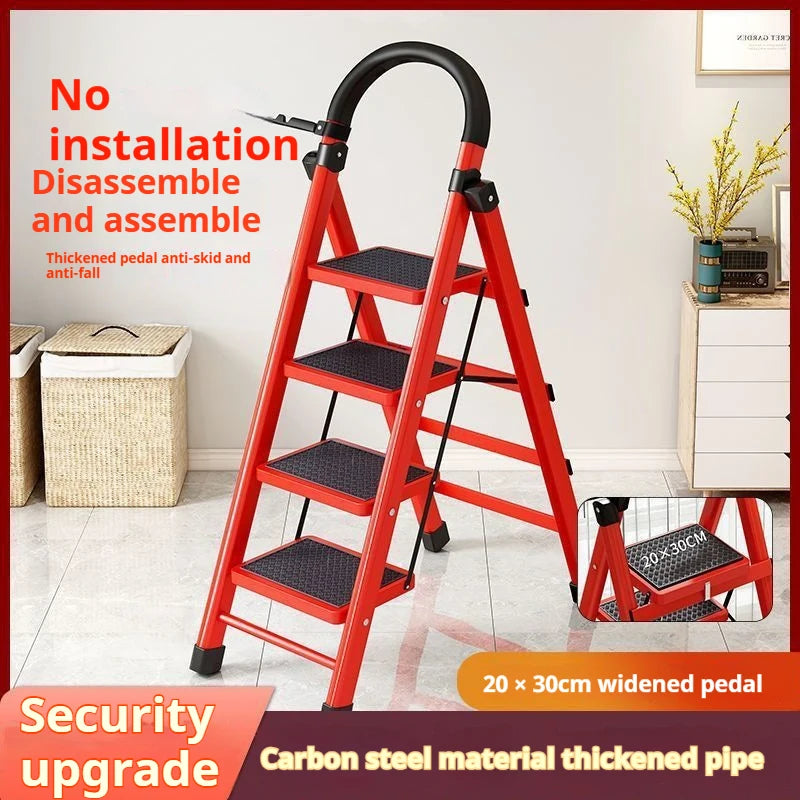 Adjustable Zigzag Folding Ladder 3 4 5 6 Step Thickened Carbon Steel Engineering Ladder Stable Climbing Tool for Home And Garden Peaceful Pleasures Health and Wellness