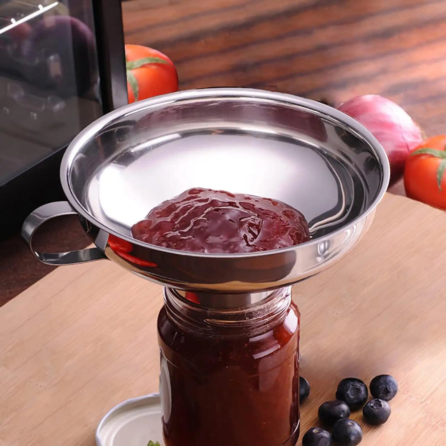 Metal Canning Funnel Stainless Steel Canning Gadget 2 Pieces Food Funnel With Strainer For Jar Filling Cooking Baking Sauce Oil Peaceful Pleasures Health and Wellness