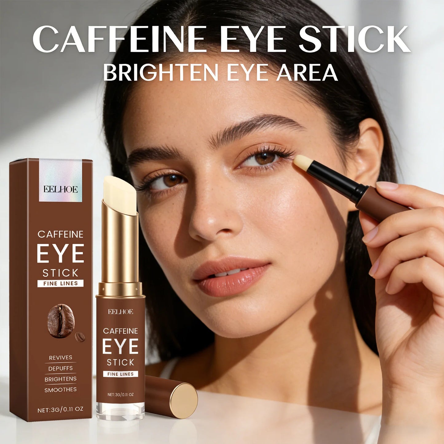 Caffeine Eye Cream Stick Moisturizing Remove Eye Bag Improve Dullness Brightening Anti Puffiness Dark Circle Portable Eye Creams Peaceful Pleasures Health and Wellness